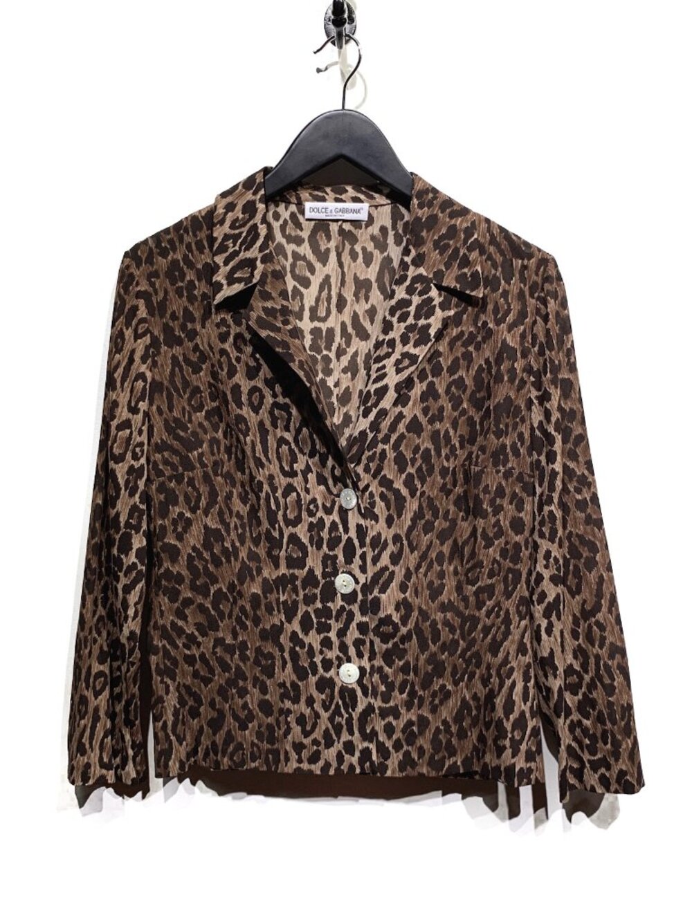 Dolce & Gabbana Brown Leopard Print Stretch Silk Blouse